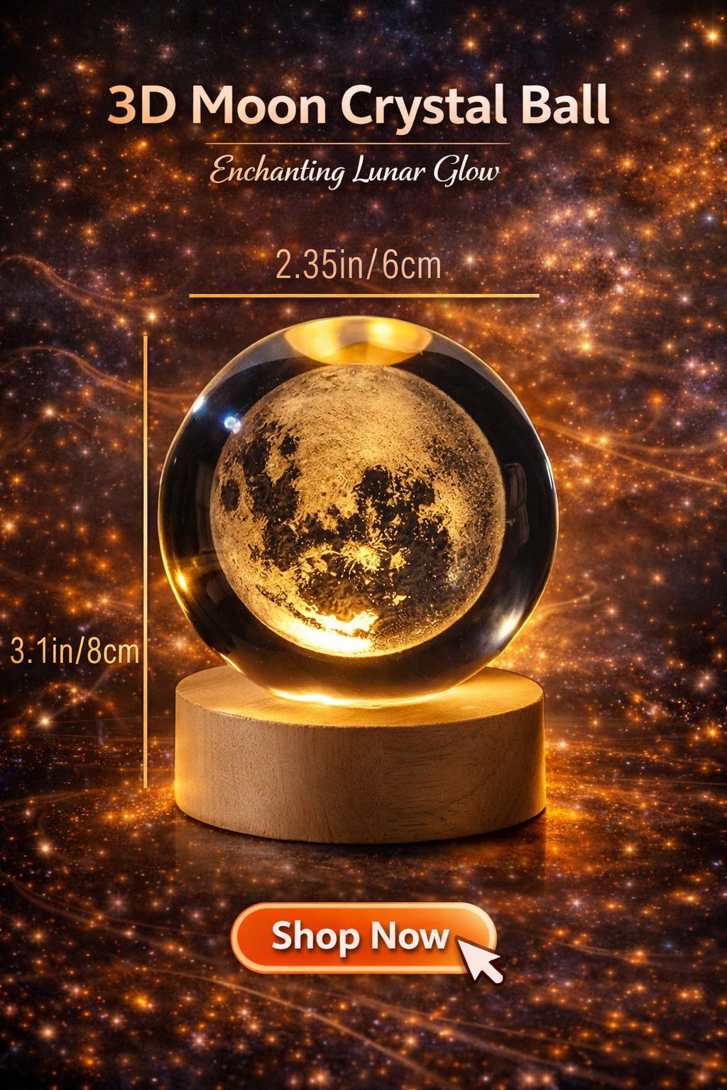 Magical 3D Moon Crystal Lamp