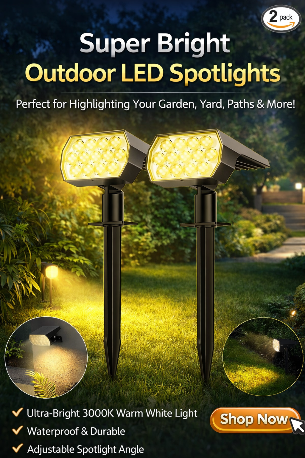 Bright Solar Waterproof Garden Lights
