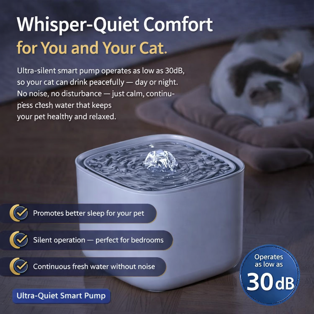 Filtered Fresh‑Flow Cat Drinker