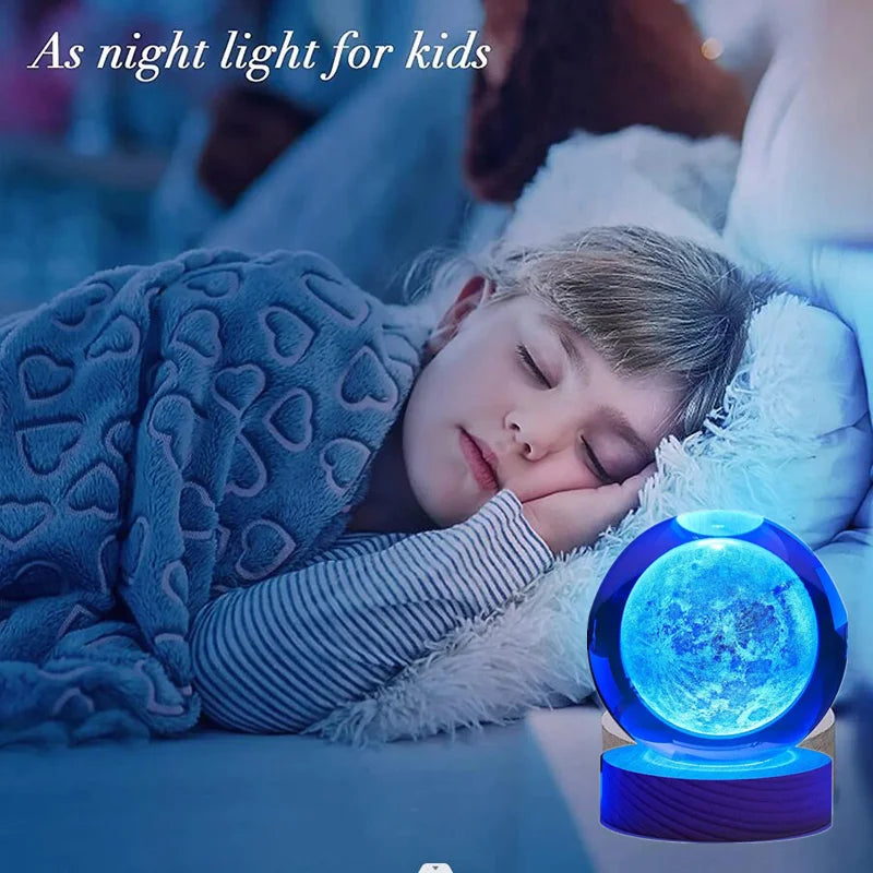 Magical 3D Moon Crystal Lamp