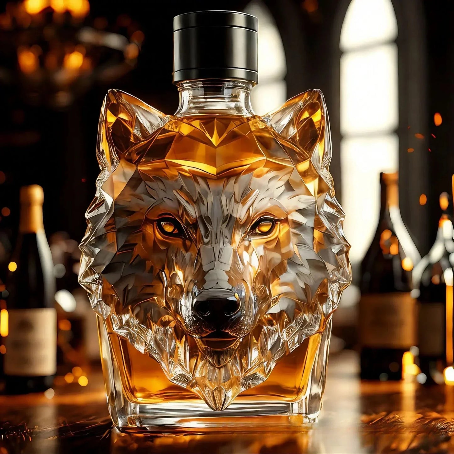 Stylish Wolf Head Liquor Decanter